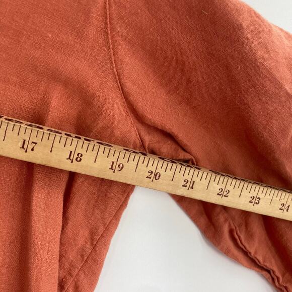 Click Color Me Cotton Linen Peach Orange Abalone Button Top Women’s Medium Coast - Picture 7 of 8